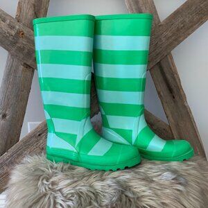 J Crew Striped Wellies lug sole rainboot-size 7